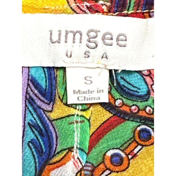 Umgee Small Multicolor Boho Festival Tank Top Sheer Layered Print Statement - Picture 9 of 12